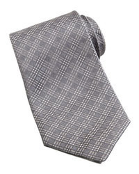 Charvet Tonal Plaid Tie Silver