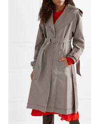 Cédric Charlier Ed Plaid Cotton Blend Gabardine Trench Coat