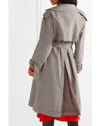 Cédric Charlier Ed Plaid Cotton Blend Gabardine Trench Coat