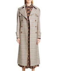 Michael Kors Collection Michl Kors Puff Sleeve Plaid Trench Coat