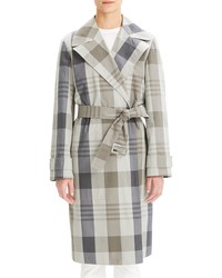 Theory Plaid Cotton Silk Trench Coat