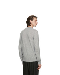 Comme Des Garcons SHIRT Grey Fully Fashioned Tartan V Neck Sweater