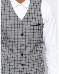 Asos Brand Vest In Check In Gray