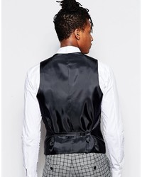 Asos Brand Vest In Check In Gray