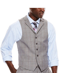 Collection Collection By Michl Strahan Light Gray Plaid Suit Vest Classic Fit