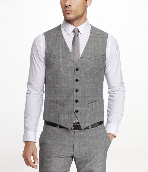 Express Plaid Suit Vest, $98 | Express | Lookastic.com