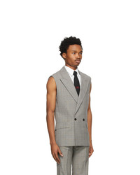 Ernest W. Baker Grey And Brown Houndstooth Sleeveless Double Breasted Blazer