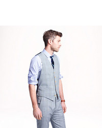 Ludlow Suit Vest In Glen Plaid Italian Wool Linen