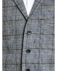 Topman Blue And Gray Wool Blend Check Suit Vest