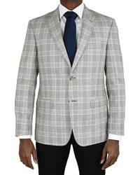 Men's Grey Plaid Wool Blazer, Grey Plaid Wool Waistcoat, Red Vertical ...