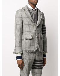 Thom Browne Unconstructed 4 Bar Frayed Check Jacket