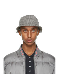 Grey Plaid Wool Bucket Hat