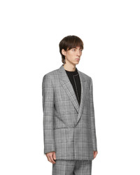 Paul Smith Grey Prince Of Wales Double Breasted Blazer