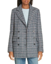 La Vie Rebecca Taylor Plaid Double Breasted Wool Blend Jacket