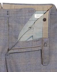 Incotex Benson Lightweight Wool Plaid Trousers Grayblue