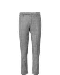 Incotex Black Slim Fit Prince Of Wales Checked Wool Twill Trousers