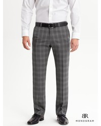 Banana Republic Br Monogram Gray Plaid Italian Wool Suit Trouser