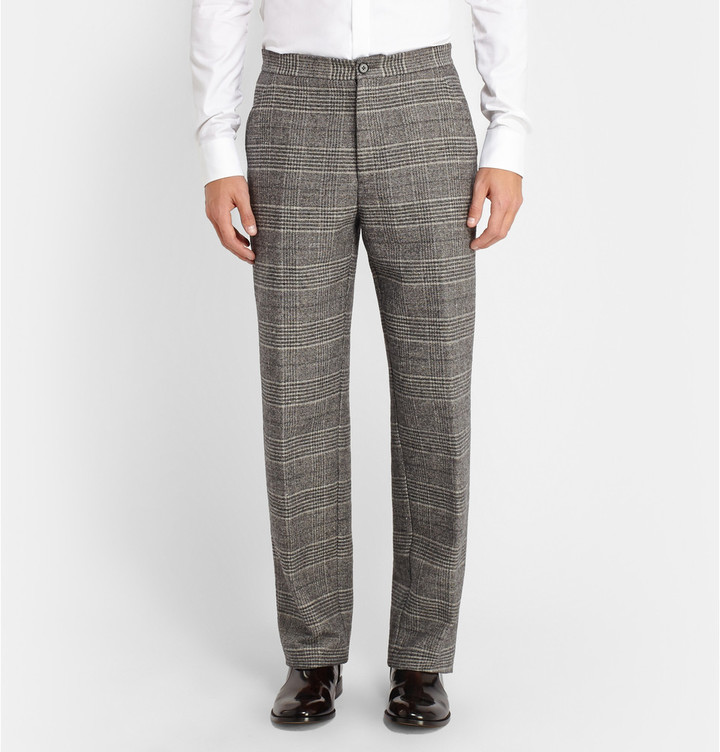 Maison Margiela Check Woven Wool Blend Trousers, $228 | MR PORTER ...
