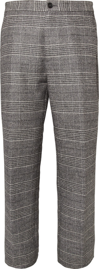 wool check trousers womens