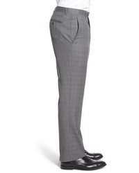 Santorelli Flat Front Plaid Wool Trousers