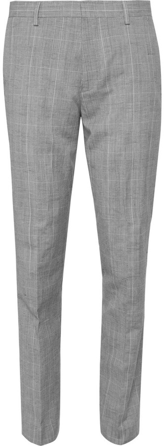 J.Crew Grey Slim Fit Prince Of Wales Check Wool And Linen Blend Suit ...