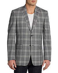Grey Plaid Wool Jacket