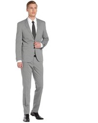 Hugo Boss Boss Light Grey Glen Plaid Wool 2 Button Suit With Flat Front Pants