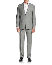 Versace Regular Fit Glen Plaid Virgin Wool Blend Suit