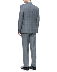 Armani Collezioni Tonal Plaid Two Piece Suit Gray