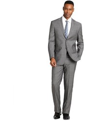 Saint Laurent Yves Grey Plaid Super 120s Wool 2 Button Suit With Flat Front Pants