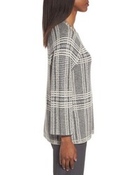 Eileen Fisher Plaid Tencel Wool Boxy Sweater
