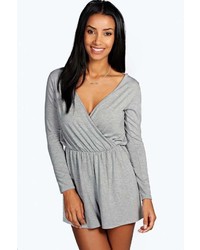 Boohoo Aveline Wrap Front Jersey Playsuit