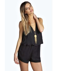 Boohoo Belle Crepe Double Layer Playsuit