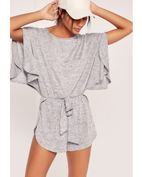 Missguided Batwing Jersey Playsuit Grey