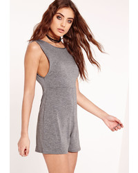 Missguided Jersey Side Boob Playsuit Grey