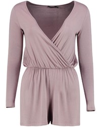 Boohoo Petite Olivia Wrap Over Front Jersey Playsuit