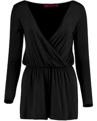 Boohoo Petite Olivia Wrap Over Front Jersey Playsuit