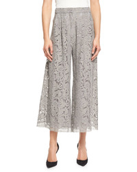 ADAM by Adam Lippes Adam Lippes Pleated Guipure Lace Culotte Pants Nickel