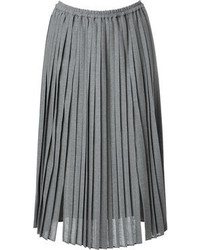 Grey Pleated Midi Skirt