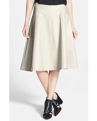 ASTR Faux Leather A Line Midi Skirt Light Grey X Small
