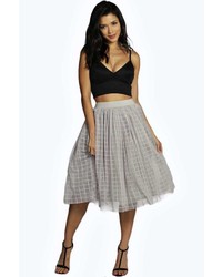 Boohoo Marin Boutique Grid Tulle Tull Midi Skirt
