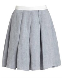 Etienne Deroeux Grey Linen Pleated Alice Skirt