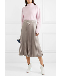 REDVALENTINO Pleated Satin Midi Skirt