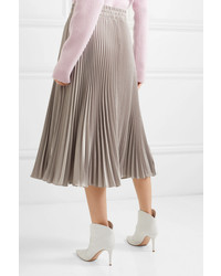 REDVALENTINO Pleated Satin Midi Skirt