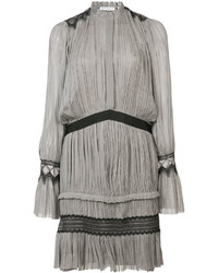 Grey Pleated Silk Dress