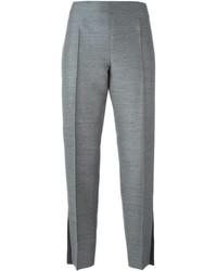 Grey Pleated Silk Pants