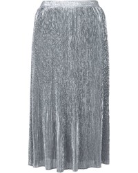 Grey Pleated Silk Skirt