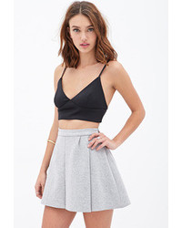 Grey Pleated Skater Skirt