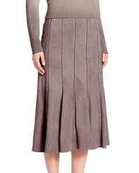 Lafayette 148 New York Suede Pleated Aria Skirt