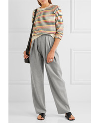 Vika Gazinskaya Pleated Quilted Stretch Cotton Tapered Pants Gray